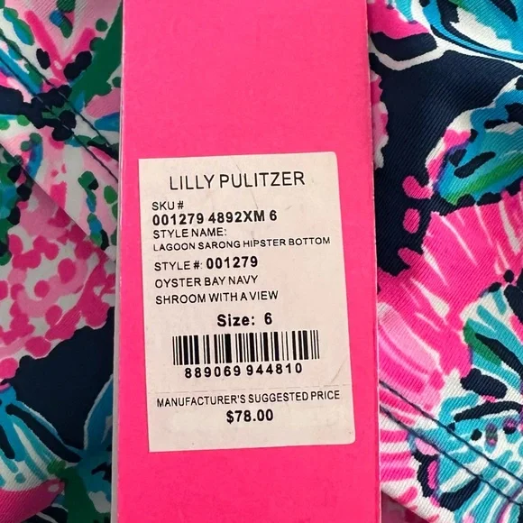 Lilly Pulitzer Lagoon Sarong Hipster Bikini Bottom Navy Size 6 NWT - Picture 9 of 9
